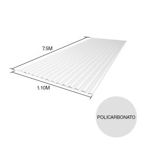 Chapa acanalada policarbonato opalina 7.5m x 1.1m x 0.8mm