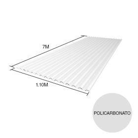 Chapa acanalada policarbonato opalina 7m x 1.1m x 0.8mm