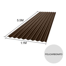 Chapa acanalada policarbonato fume 5.5m x 1.1m x 0.8mm