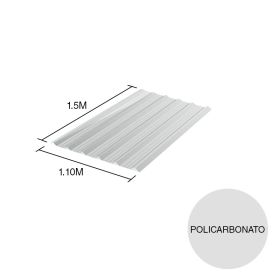 Chapa trapezoidal T101 policarbonato cristal 1.5m x 1.1m x 0.8mm