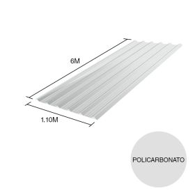 Chapa trapezoidal T101 policarbonato cristal 6m x 1.1m x 0.8mm