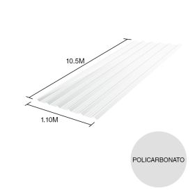 Chapa trapezoidal T101 policarbonato opalina 10.5m x 1.1m x 0.8mm