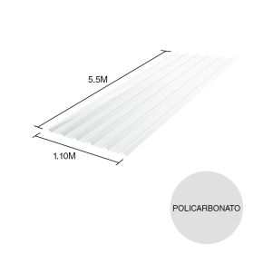 Chapa trapezoidal T101 policarbonato opalina 5.5m x 1.1m x 0.8mm