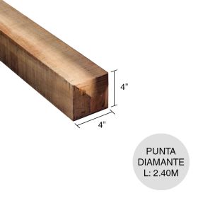 Poste Quebracho colorado punta diamante 4" x 4" x 2.40m