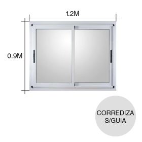 Ventana corrediza vidrio entero aluminio s/guia blanco 900mm x 1.2m