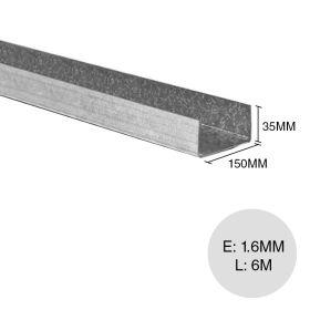 Perfil steel framing PGU 150 galvanizado 1.60mm x 35mm x 150mm x 6m