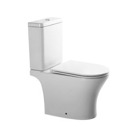 Inodoro largo Abruzzo c/deposito y asiento loza ceramica blanco esmaltado 350mm x 660mm x 810mm