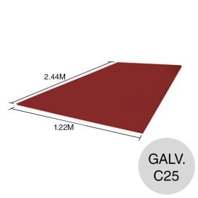 Chapa lisa prepintada C25 rojo 1.22m x 2.44m x 0.50mm
