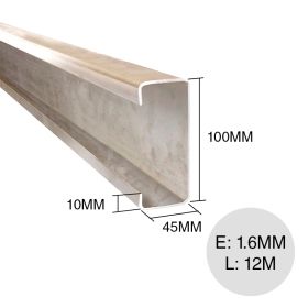 Perfil C galvanizado 100mm x 45mm x 10mm x 1.6mm x 12m