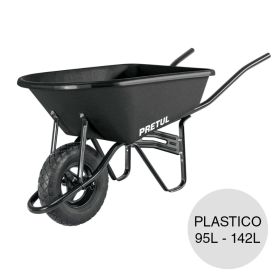 Carretilla plastica rueda neumatica 95L - 142L 380mm x 690mm x 930mm