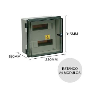 Gabinete estanco p/termica 456 sobrepuesto tapa cristal termoplastico p/exterior 24 modulos DIN 180mm x 315mm x 330mm