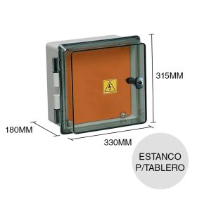 Gabinete estanco p/tablero 360 sobrepuesto tapa cristal termoplastico 180mm x 315mm x 330mm