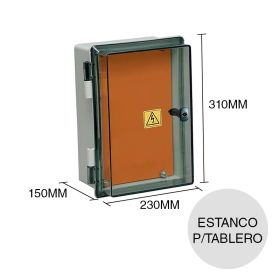 Gabinete estanco p/tablero 360 sobrepuesto tapa cristal termoplastico 150mm x 230mm x 310mm
