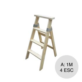 Escalera familiar liviana madera 4 escalones altura x 1m