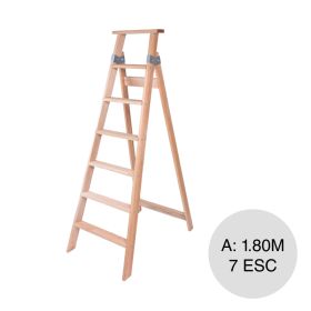 Escalera familiar liviana madera 7 escalones altura x 1.80m