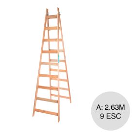 Escalera pintor madera 9 escalones altura x 2.63m