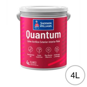 Pintura latex acrilica Quantum exterior interior blanco mate balde x 4l