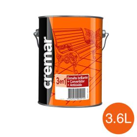 Esmalte sintetico convertidor antioxido 3 en 1 Cremar exterior interior naranja brillante lata x 3.6l