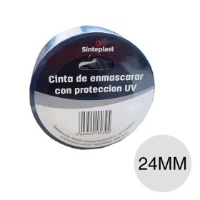 Cinta enmascarar papel obra c/proteccion uv azul rollo x 24mm x 50m