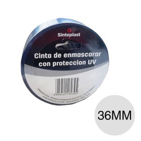 Cinta enmascarar papel obra c/proteccion uv azul rollo x 36mm x 50m