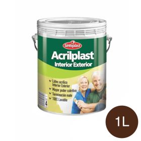 Pintura latex acrilico Acrilplast exterior interior marron africano mate balde x 1l