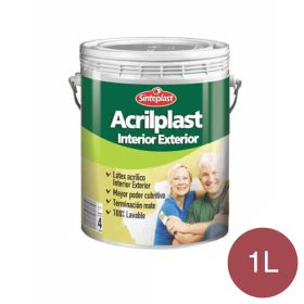 Pintura latex acrilico Acrilplast exterior interior rojo borgoña mate balde x 1l