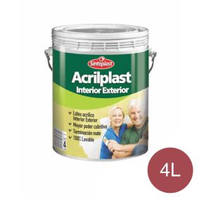 Pintura latex acrilico Acrilplast exterior interior rojo borgoña mate balde x 4l