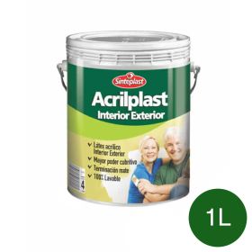 Pintura latex acrilico Acrilplast exterior interior verde foresta mate balde x 1l