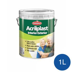 Pintura latex acrilico Acrilplast exterior interior azul traful mate balde x 1l