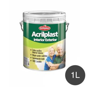 Pintura latex acrilico Acrilplast exterior interior negro ebano mate balde x 1l