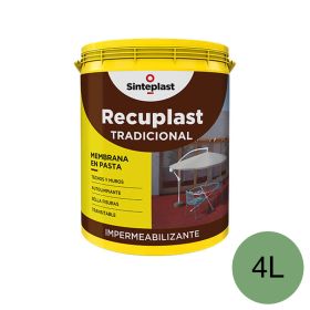 Membrana en pasta impermeabilizante Recuplast Tradicional techos verde cemento mate sedoso balde x 4l