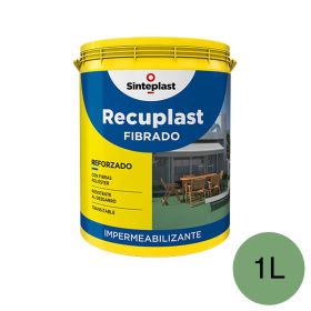 Membrana liquida impermeabilizante acrilica Recuplast Fibrado techos transitables verde cemento mate fibrado balde x 1l