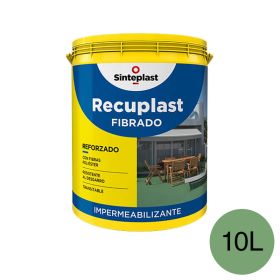 Membrana liquida impermeabilizante acrilica Recuplast Fibrado techos transitables verde cemento mate fibrado balde x 10l