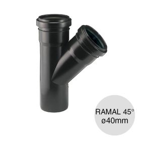 Ramal simple 45° desagüe polipropileno union deslizante ø40mm x ø40mm