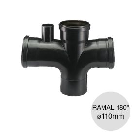 Ramal doble 180° ventilacion desagüe polipropileno union deslizante ø110mm x ø110mm