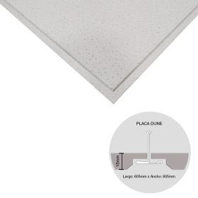 Placa cielorraso desmontable fibra mineral Dune microperforado rebajado blanco 15mm x 605mm x 605mm 10u x caja x 3.66m²