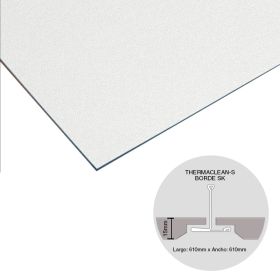 Placa cielorraso desmontable fibra mineral Thermatex Thermaclean-s borde SK 15mm x 610mm x 610mm 14u x caja 5.21m²