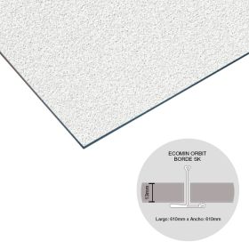 Placa cielorraso desmontable fibra mineral Ecomin Orbit micro borde SK 13mm x 610mm x 610mm 16u x caja 5.95m²