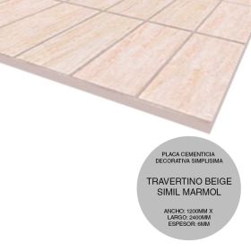 PLACA SIMPLISIMA MARMOLADO TRAVERTINO BEIGE 6X1200X2400MM