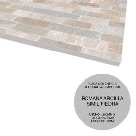 PLACA SIMPLISIMA PIEDRA ROMANA ARCILLA 6X1200X2400MM