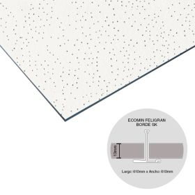 Placa cielorraso desmontable fibra mineral Ecomin Filigran borde SK 13mm x 610mm x 610mm 18u x caja 6.69m²