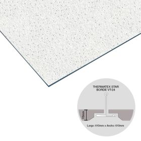 Placa cielorraso desmontable fibra mineral Thermatex Star borde VT-24 15mm x 610mm x 610mm 14u x caja 5.21m²