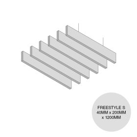 Baffles acusticos suspendidos fibra mineral Deco Acustic Freestyle S 40mm x 200mm x 1200mm
