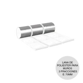 Lana poliester aislante termico acustico muros barrera vapor 3 fracciones rollo 70mm x 400mm x12.5m