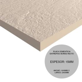 Placa cementicia construccion seco Superboard entrepiso borde recto exterior 15mm x 1200mm x 2400mm