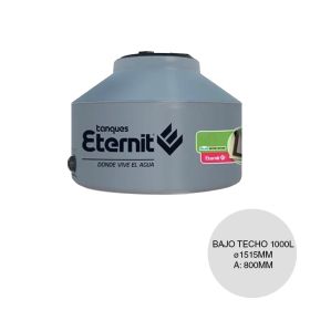 Tanque bajo techo 1000L uso domiciliario espacios reducidos tricapa ø1515mm x 800mm