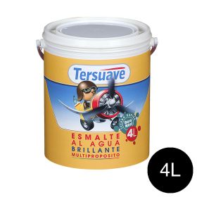 Esmalte al Agua Multiproposito Secado Rapido Tersuave Negro Brillante 4L