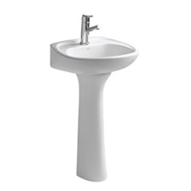 Lavatorio porcelana Andina pedestal 1 agujero blanco brillante 197mm x 412mm x 488mm