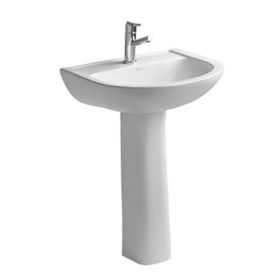 Lavatorio porcelana Bari pedestal 3 agujeros blanco brillante 150mm x 455mm x 600mm