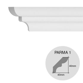 Moldura decorativa techo pared EPS Tecnomold Parma 1 interior 40mm x 40mm x 1000mm pack x 8u
